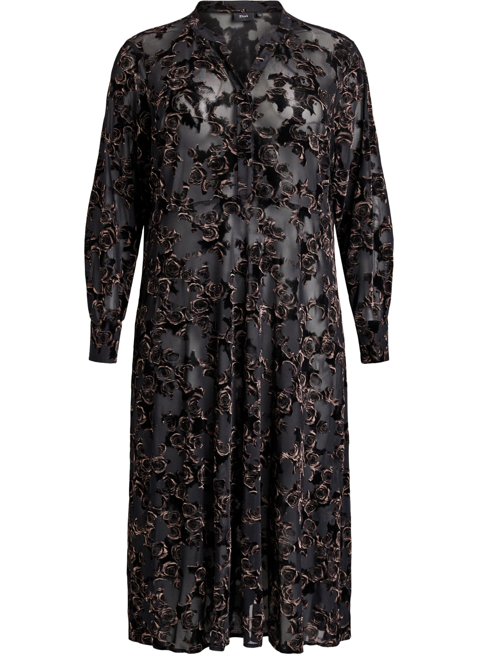 Mesh-mekko, jossa on velourruusuja.