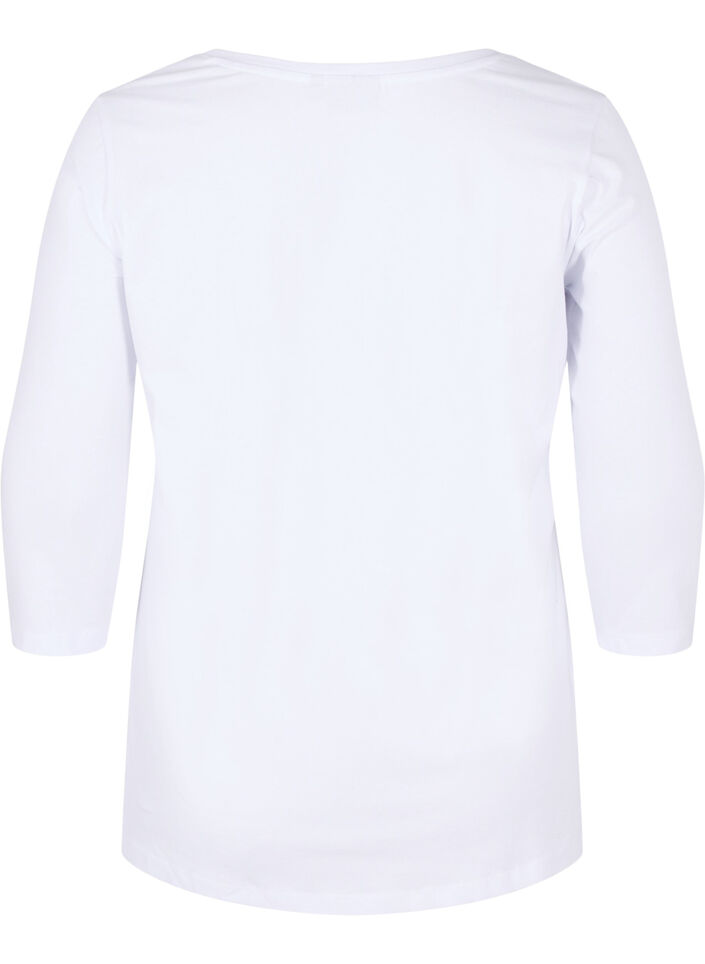 Basic t-paita 3/4 hihoilla, Bright White, Packshot image number 1