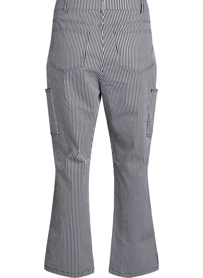 Korkeavyötäröiset raidalliset cargofarkut, Musta, Packshot image number 1