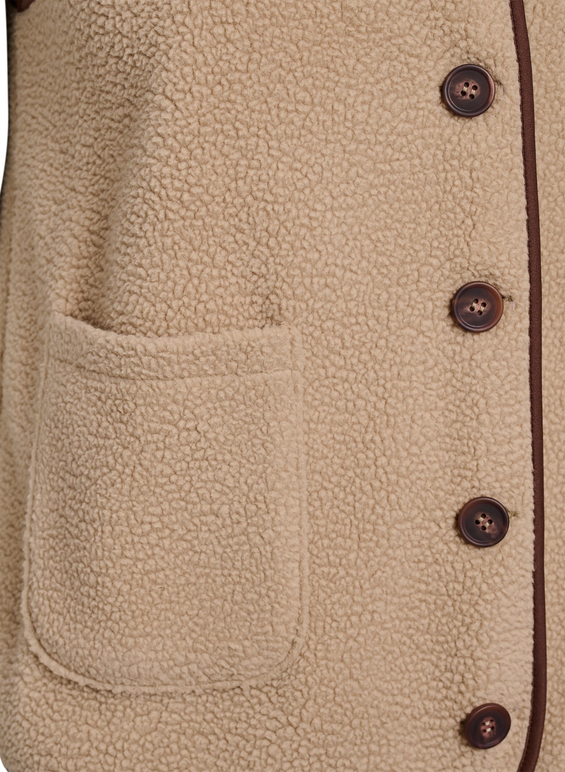 ZizziTeddykankainen liivi kontrastireunuksilla, Beige, Packshot image number 3