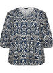 Kuviollinen viskoosipusero 3/4-hihoilla, Sininen, Packshot image number 0
