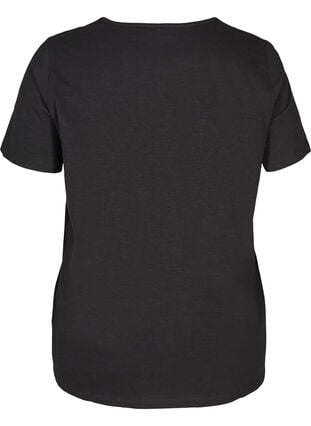 T-paita broderi anglaise- kuvioinnilla, Black, Packshot image number 1