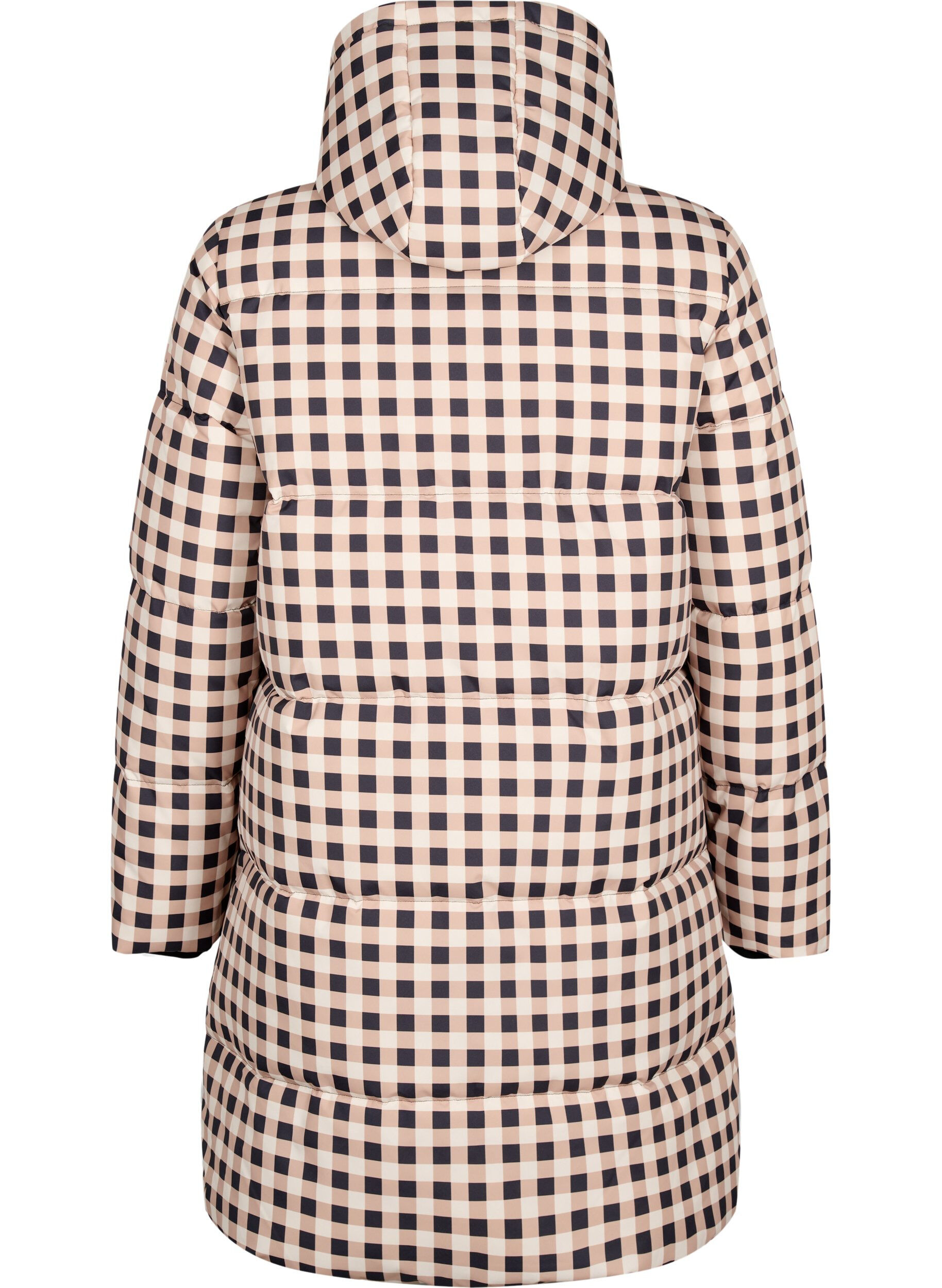 Zizzi Ruudullinen toppatakki talveksi, Black w. Nomad Check, Packshot image number 1