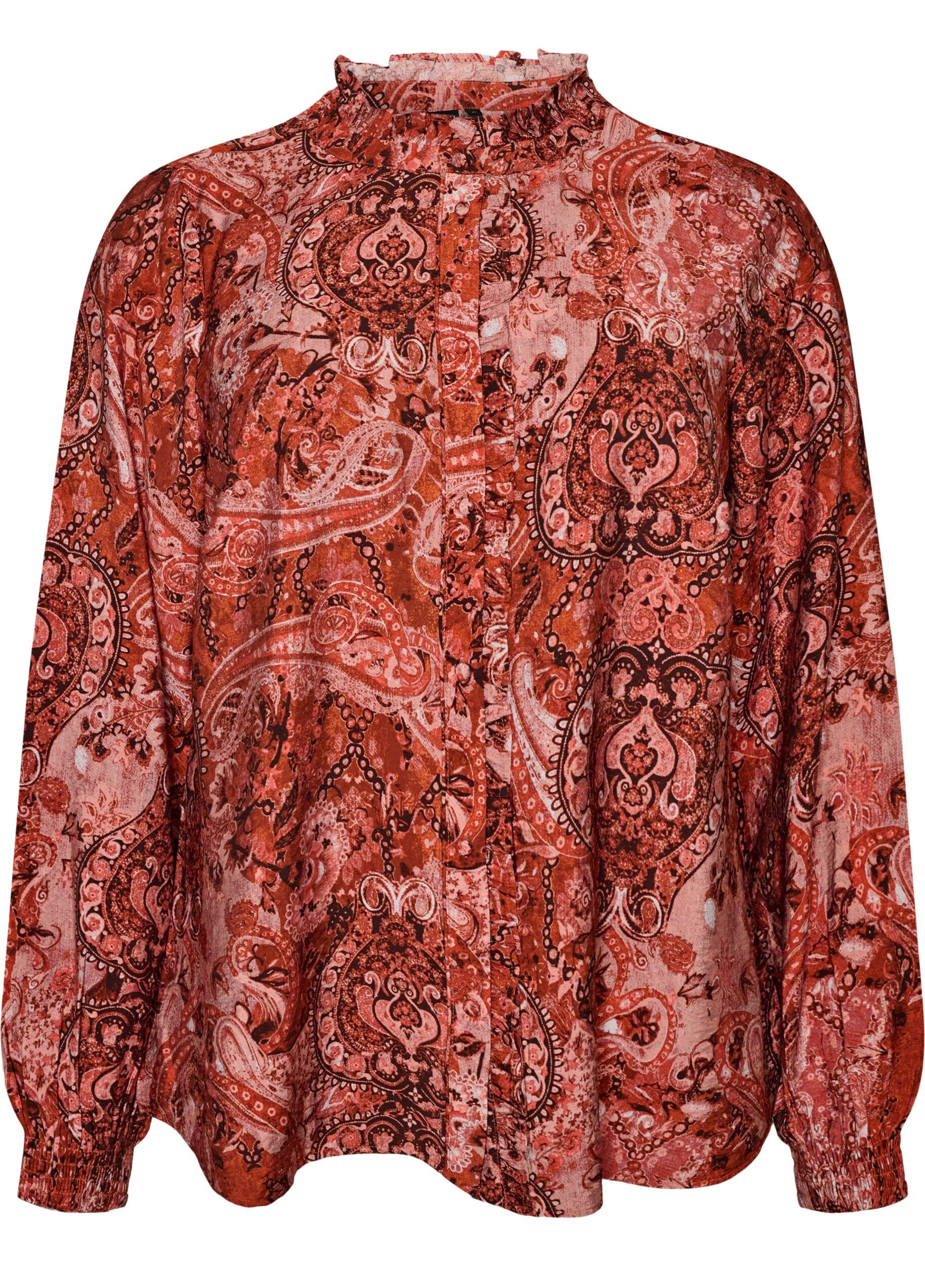ZizziViskoosipusero paisleykuosilla ja r&ouml;yhel&ouml;ill&auml;, Oranssi, Packshot image number 0