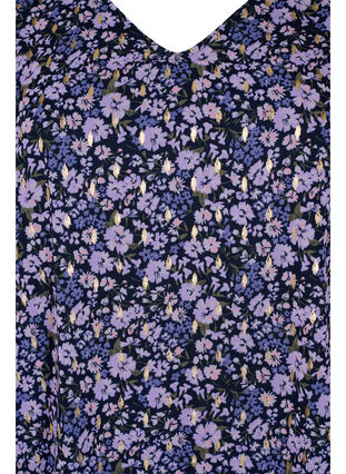Kuosillinen, v-aukkoinen pusero pitkillä hihoilla, Purple Ditzy Flower, Packshot image number 2