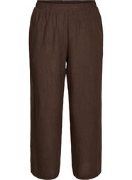 Leve&auml;lahkeiset pellava- ja viskoosihousut, Ruskea