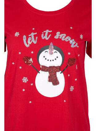 Jouluinen t-paita puuvillasta, Tango Red Snowman, Packshot image number 2