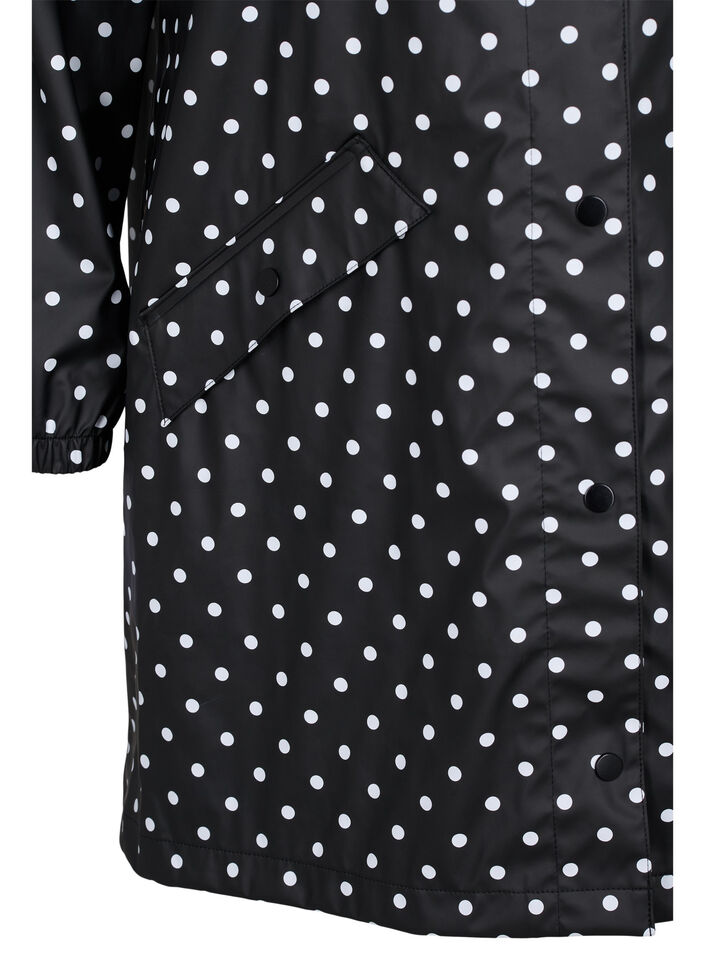 Pilkullinen sadetakki hupulla, Black W/White Dot, Packshot image number 3