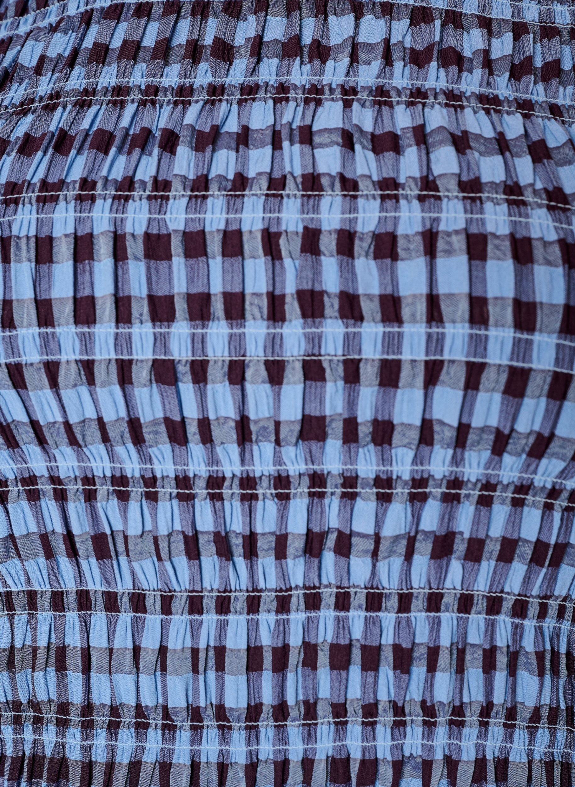 ZizziSmokkiblouse gingham -ruudullisella kuosilla ja r&ouml;yhel&ouml;helmalla, Sininen, Packshot image number 2