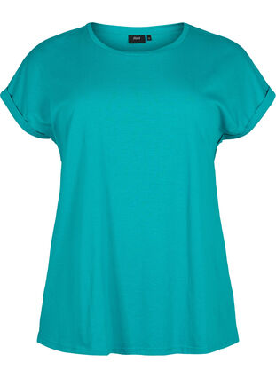 Lyhythihainen puuvillasekoitteinen T-paita, Teal Blue, Packshot image number 0