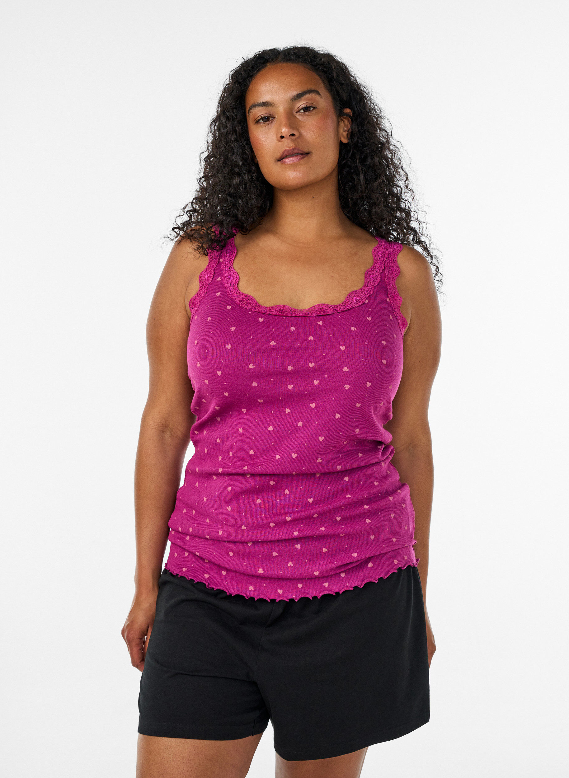 ZizziToppi, jossa on painatus ja pitsireunus, Violetti, Model image number 0