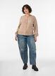 Palmikkoneuletakki helmikaarinapeilla, Beige, Model image number 1