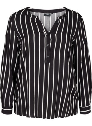 Raidallinen viskoosipusero, Black White stripe, Packshot image number 0