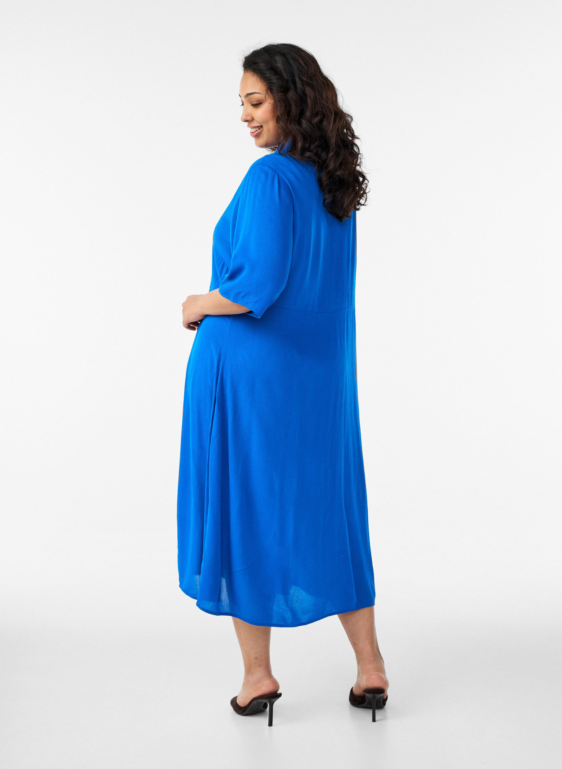 ZizziLyhythihainen midipituinen paitamekko, Sininen, Model image number 1