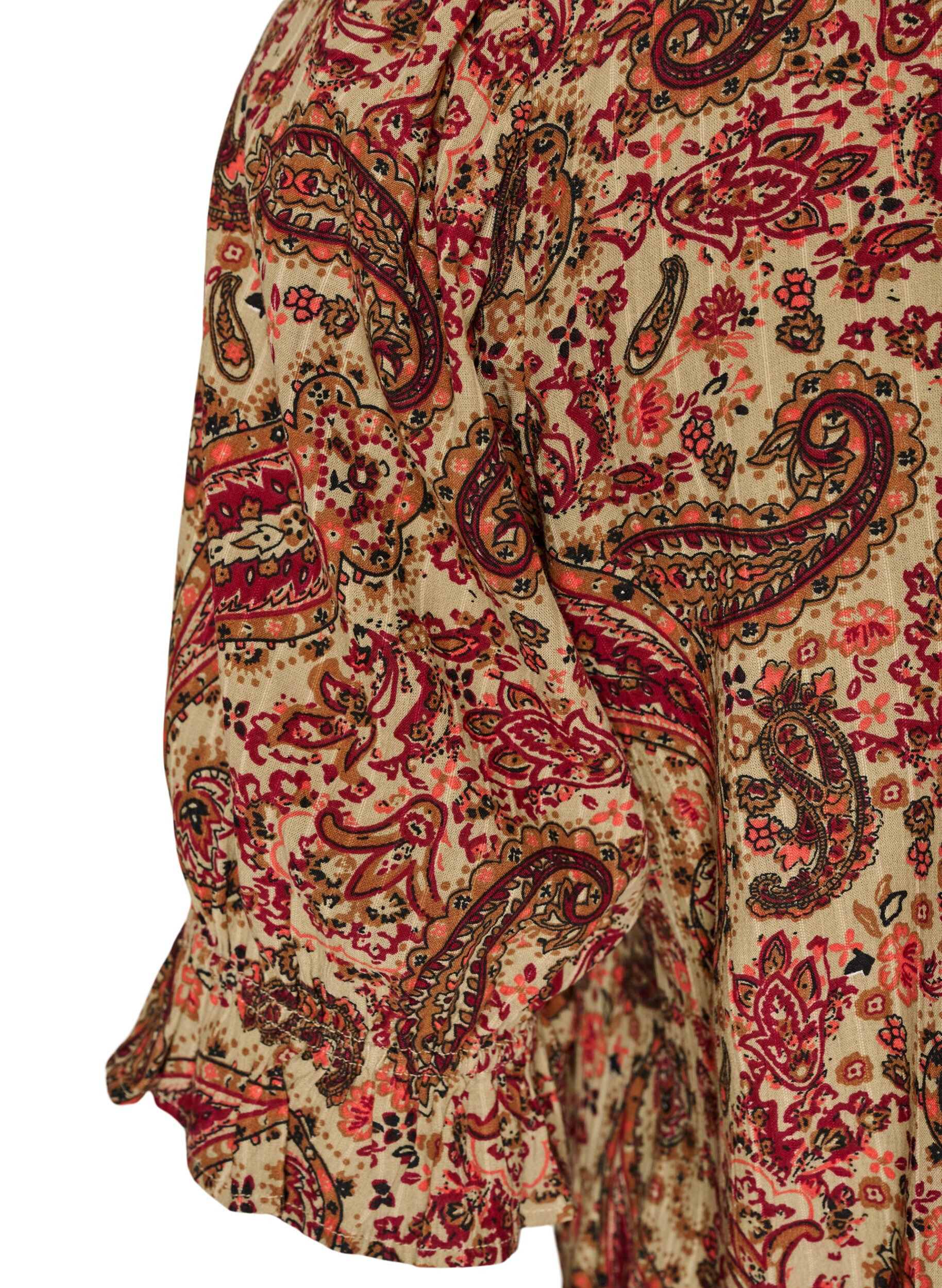 ZizziViskoosipusero paisleykuosilla ja neliskulmaisella p&auml;&auml;ntiell&auml;, Ruskea, Packshot image number 3