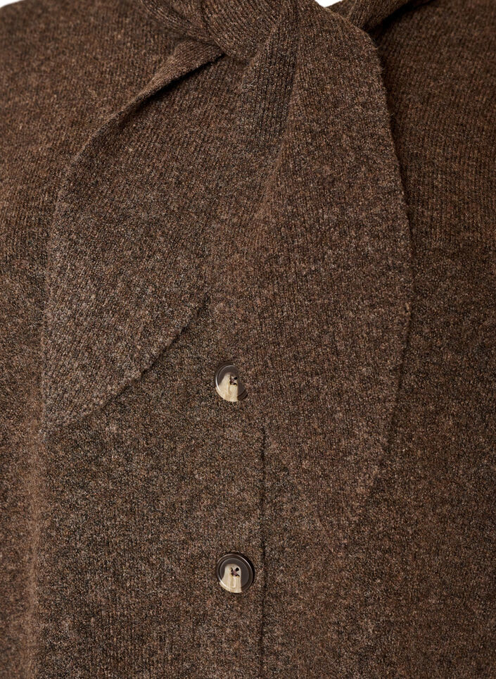 Neuletakki rusettinauhoilla ja napeilla, Ruskea, Packshot image number 2