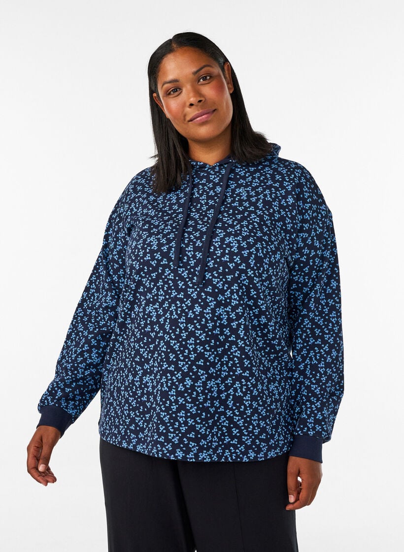 Huppari kauttaaltaan printill&auml;, Sininen, Model image number 0