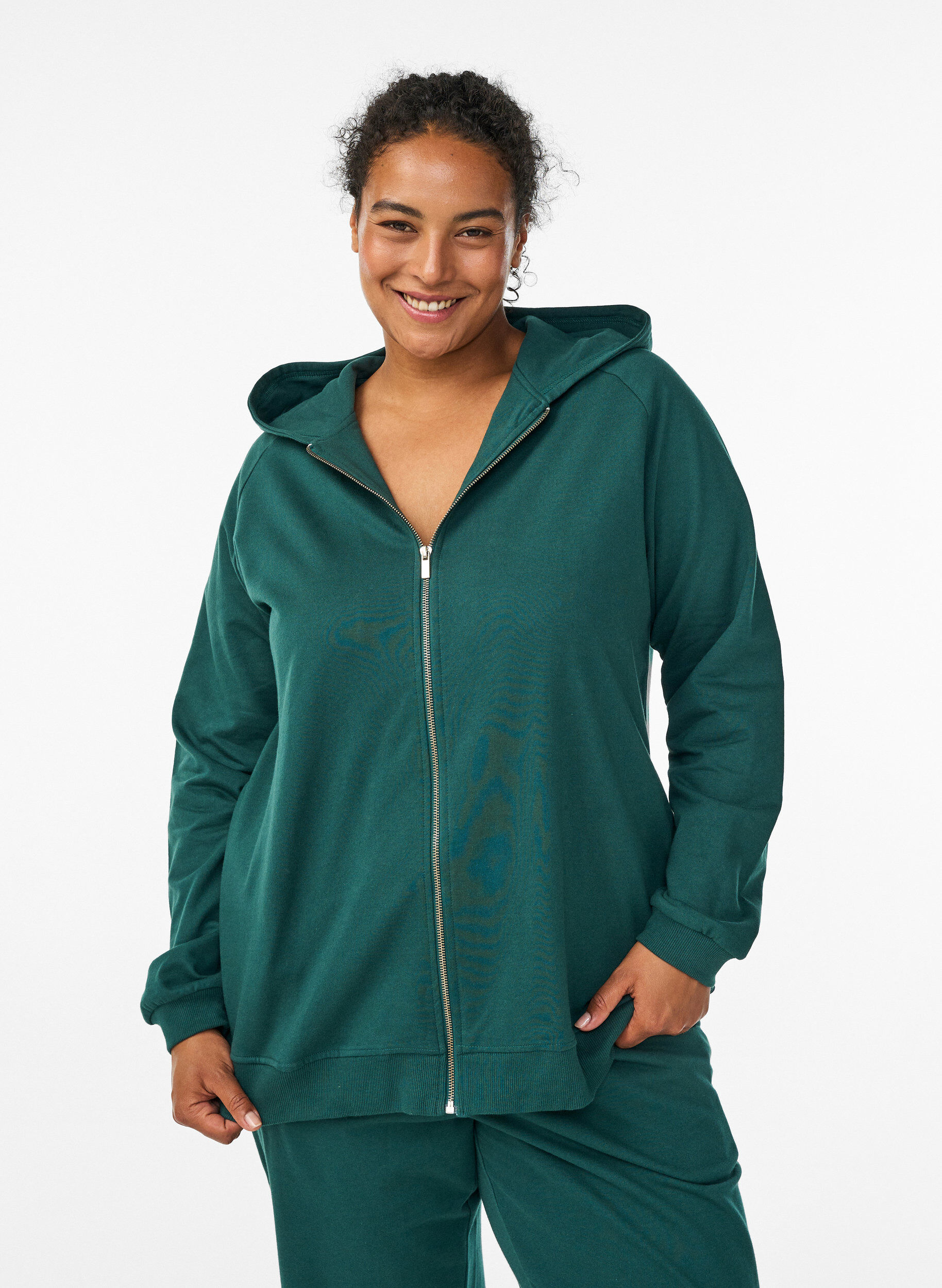 ZizziHuppari vetoketjulla ja selk&auml;printill&auml;, Vihre&auml;, Model image number 0