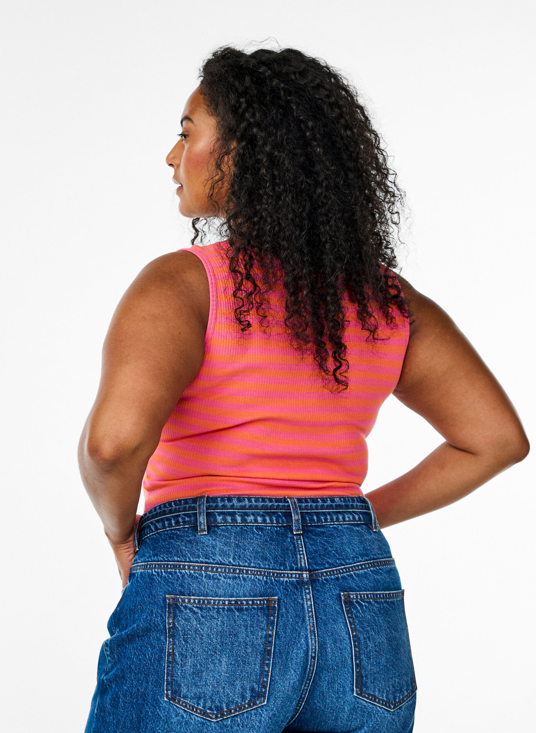 ZizziRaidallinen toppi joustinneuleesta, Oranssi, Model image number 2