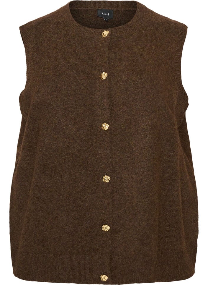 Neuleliivi koristeellisilla napeilla, Ruskea, Packshot image number 0