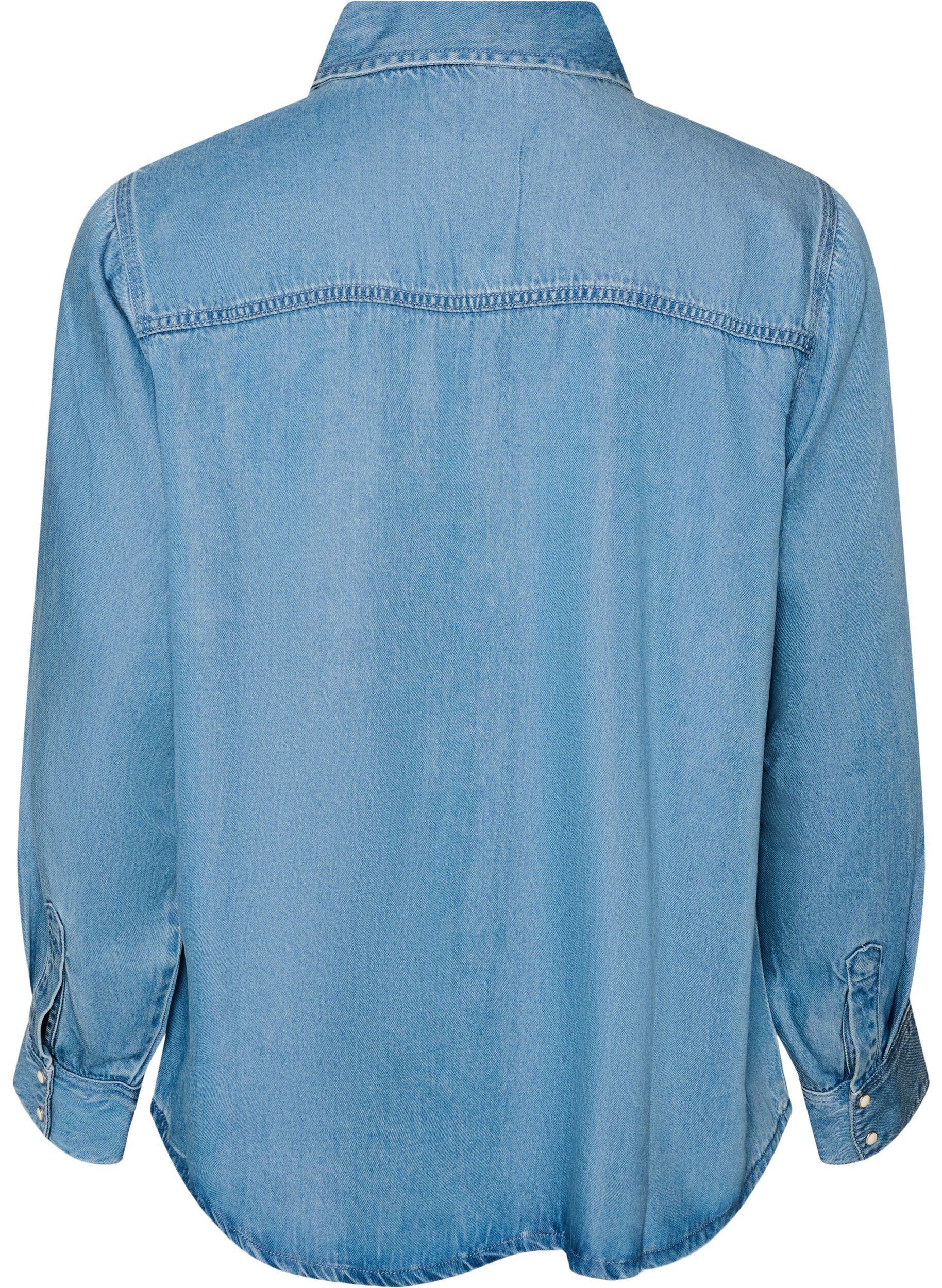 ZizziDenim-paita lyocellissa painonapeilla, Sininen, Packshot image number 1