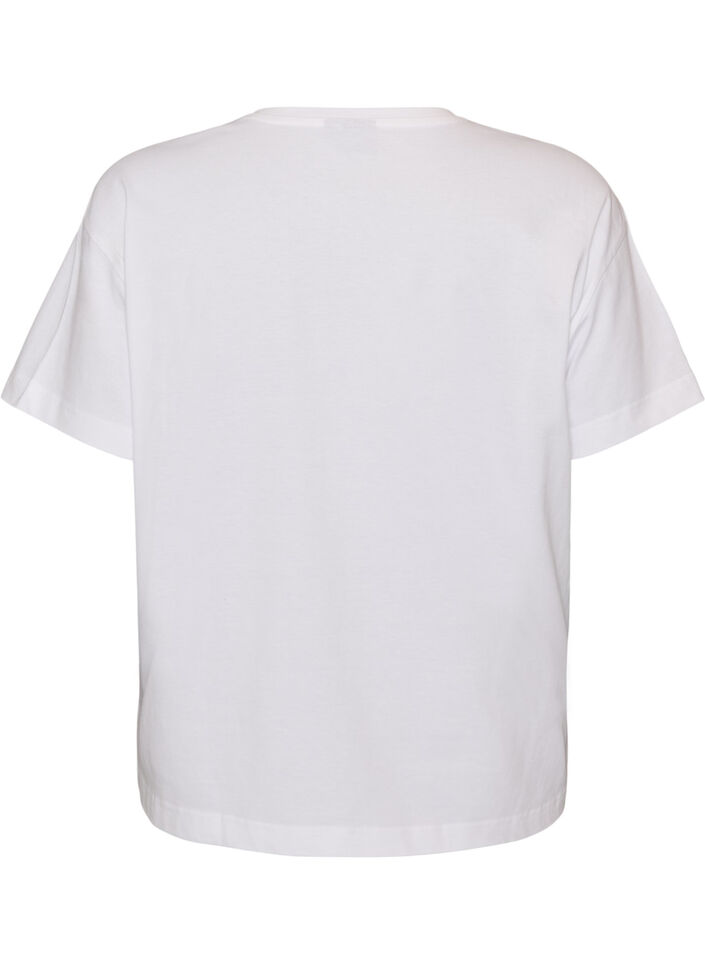 100% puuvillainen T-paita lyhyill&auml; hihoilla ja printill&auml;, Valkoinen, Packshot image number 1