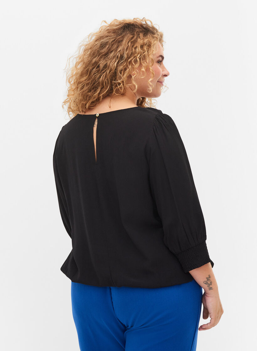 Yksiv&auml;rinen pallomainen viskoosipusero, Black, Model image number 1