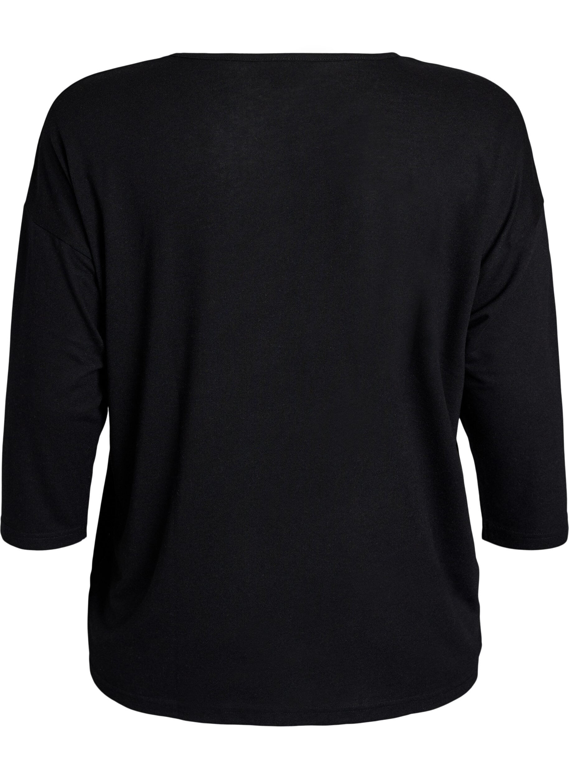 ZizziJersey -pusero 3/4-hihoilla, Musta, Packshot image number 1