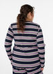 Pitk&auml;hihainen y&ouml;paita ribatusta jerseyst&auml;, jossa on raitoja, Sininen, Model image number 2