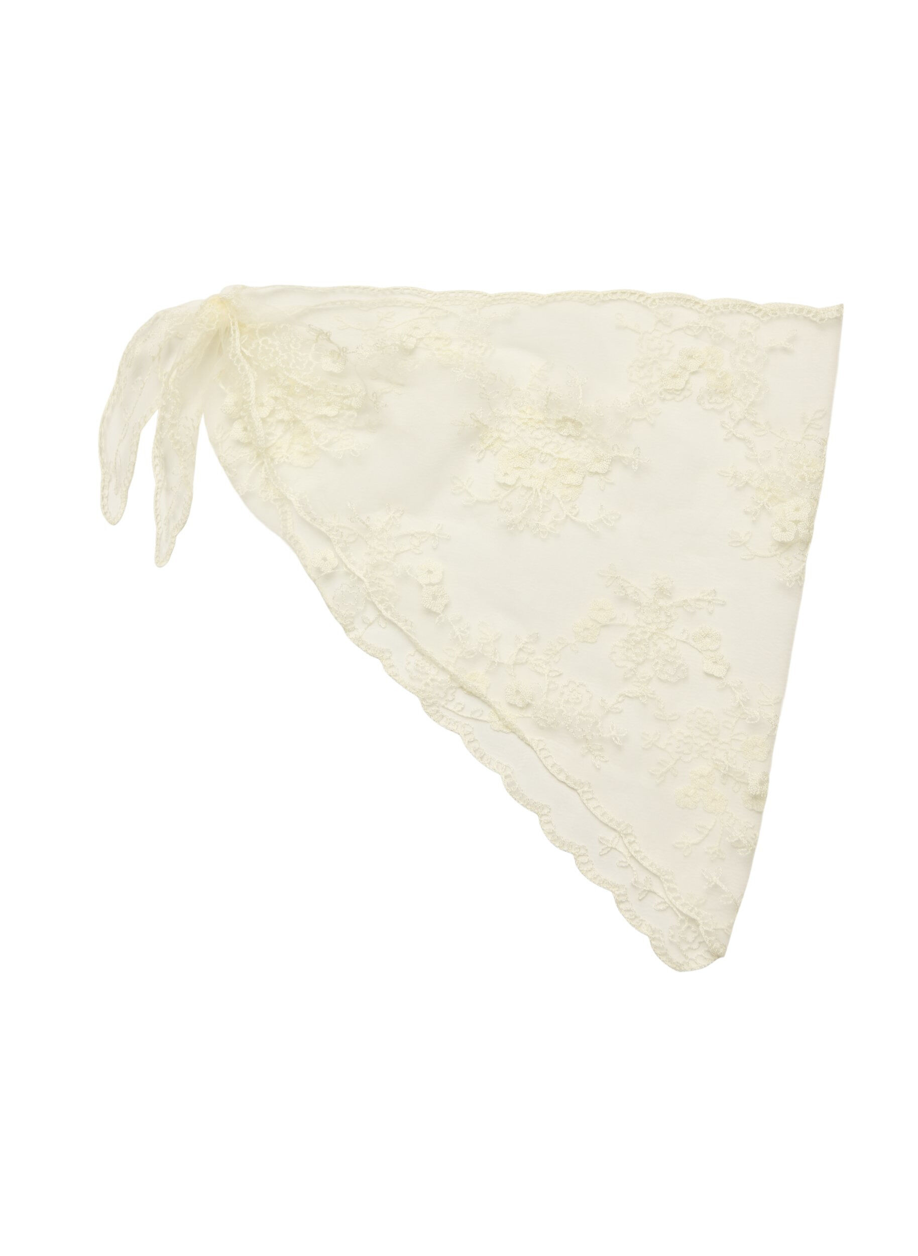 ZizziKolmiomainen pitsihuivi, Beige, Packshot image number 0