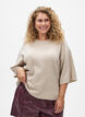 V&auml;lj&auml; neulepusero, jossa on lyhyet hihat, Beige, Model image number 0