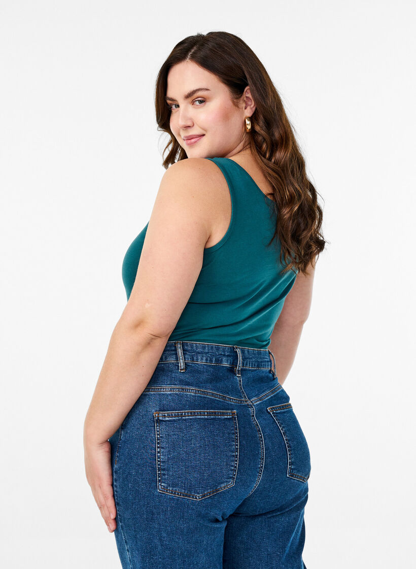 Yksivärinen perus paita puuvillasta, Vihreä, Model image number 2