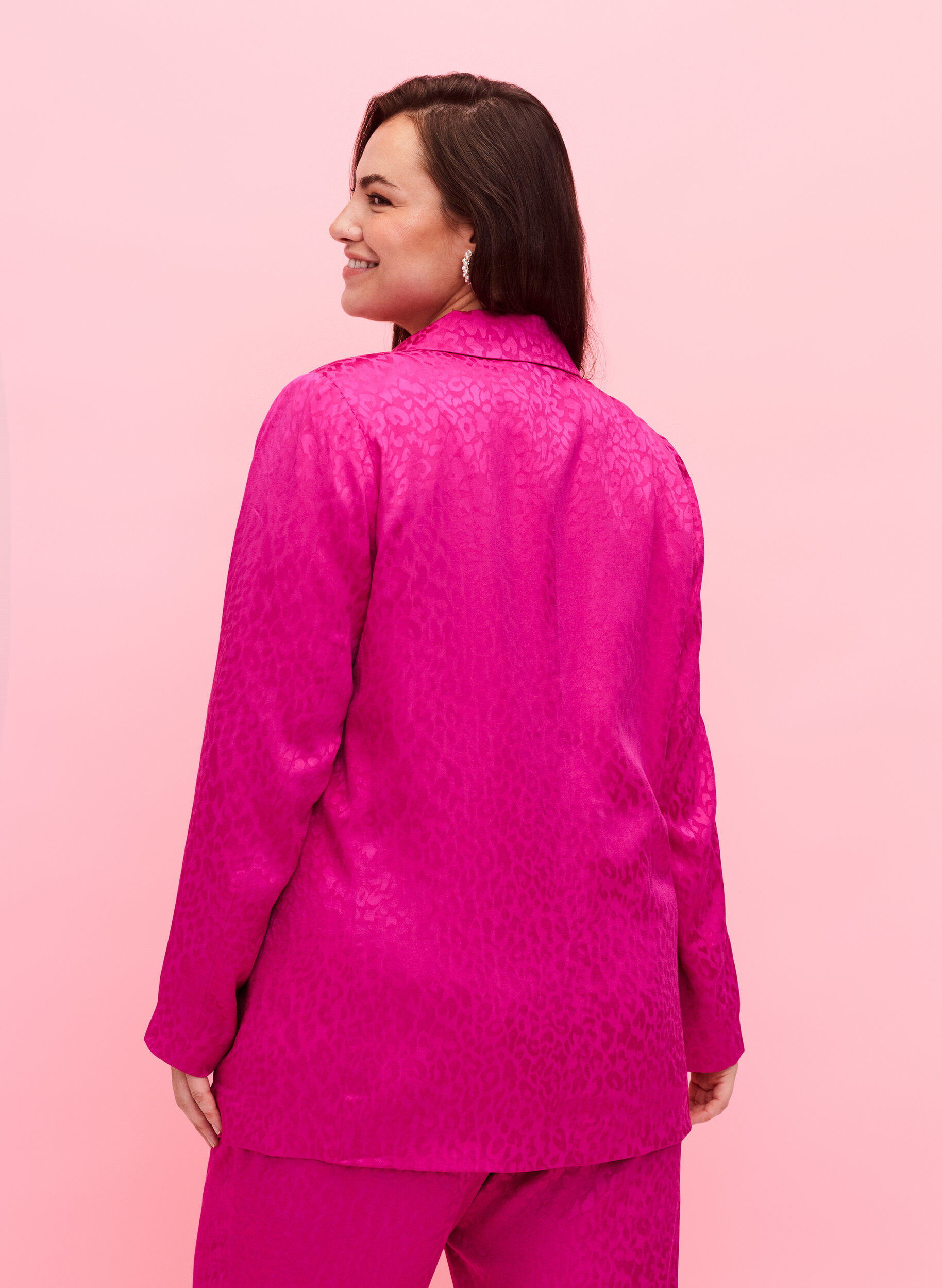 ZizziViskoosinen jacquard-bleiseri s&auml;vy s&auml;vyyn, Rose Violet, Model image number 1