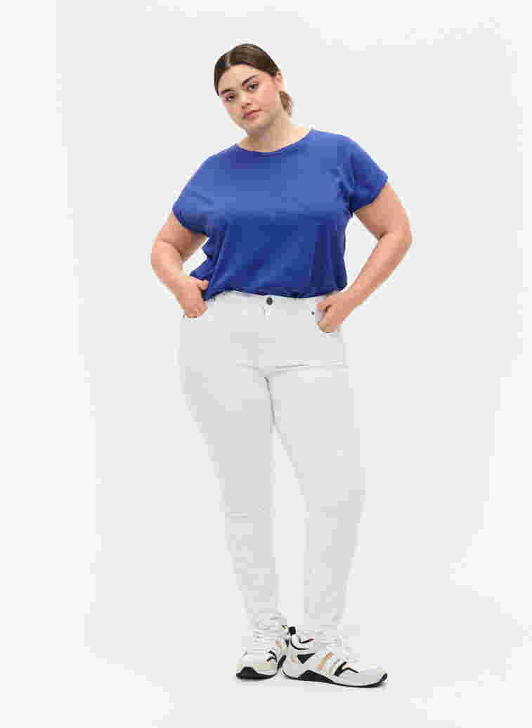 Korkeavyötäröiset super slim Amy farkut, White, Model image number 0
