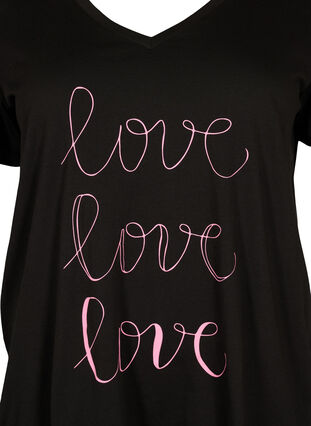 Puuvillainen t-paita v-pääntiellä ja printillä, Black W. Love, Packshot image number 2