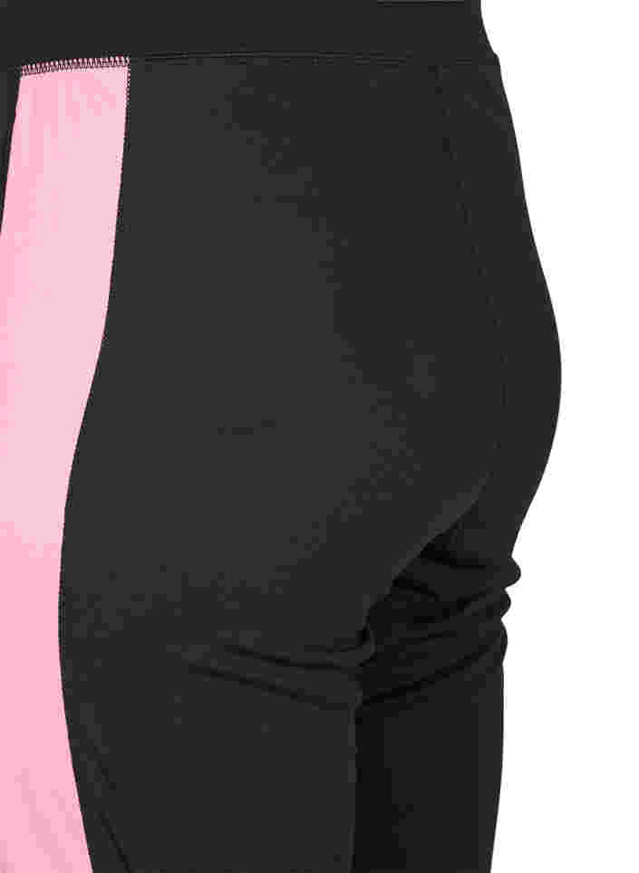 Kerrastohousut kontrastiraidoilla, Black w. Sea Pink, Packshot image number 3