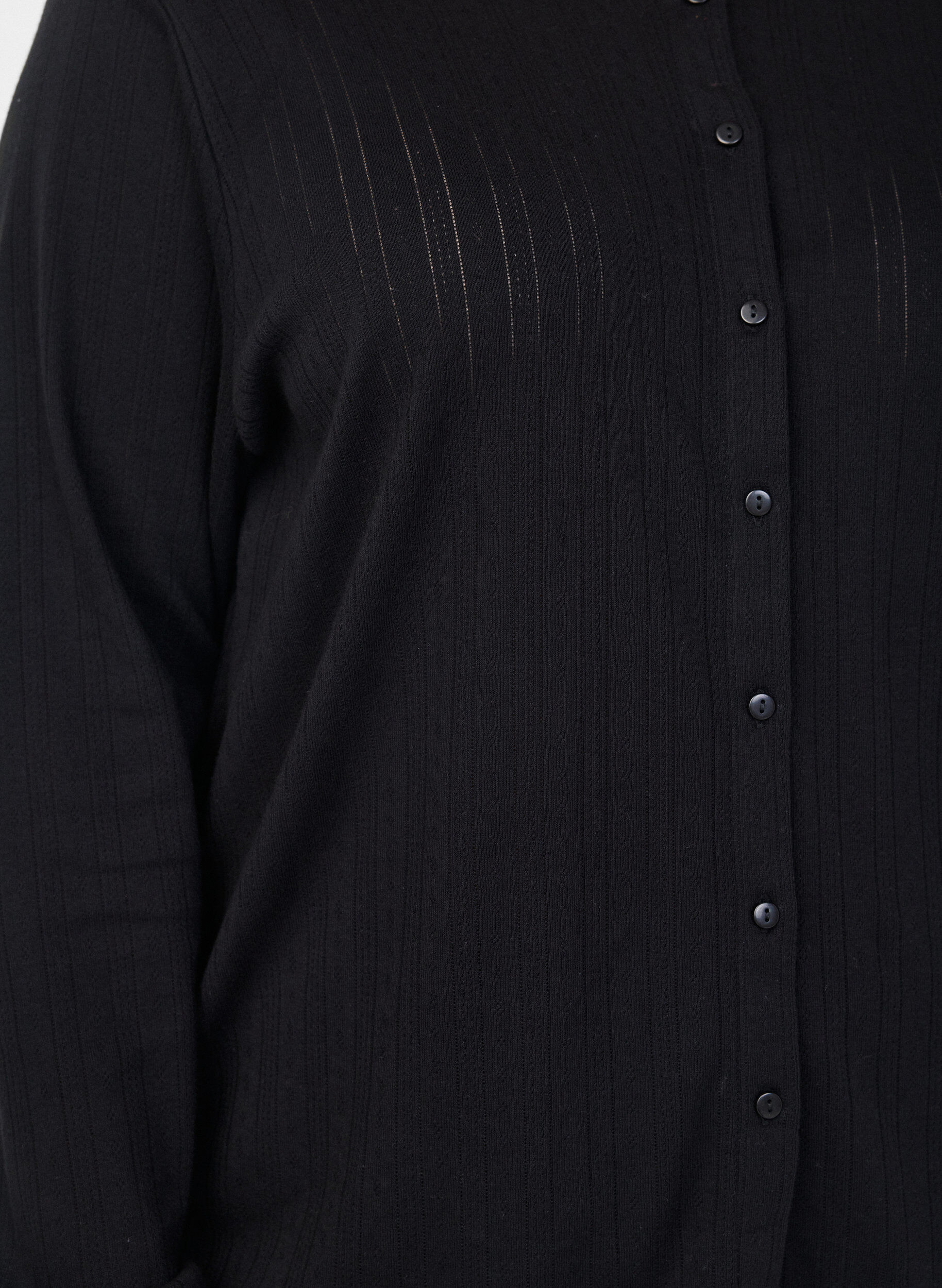 ZizziNeuletakki luomupuuvillaa ja reik&auml;kirjailua, Musta, Model image number 3