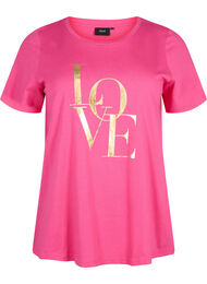 Puuvillainen T-paita, jossa on kullanvärinen teksti, R.Sorbet w.Gold Love