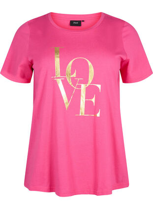 Puuvillainen T-paita, jossa on kullanvärinen teksti, R.Sorbet w.Gold Love, Packshot image number 0
