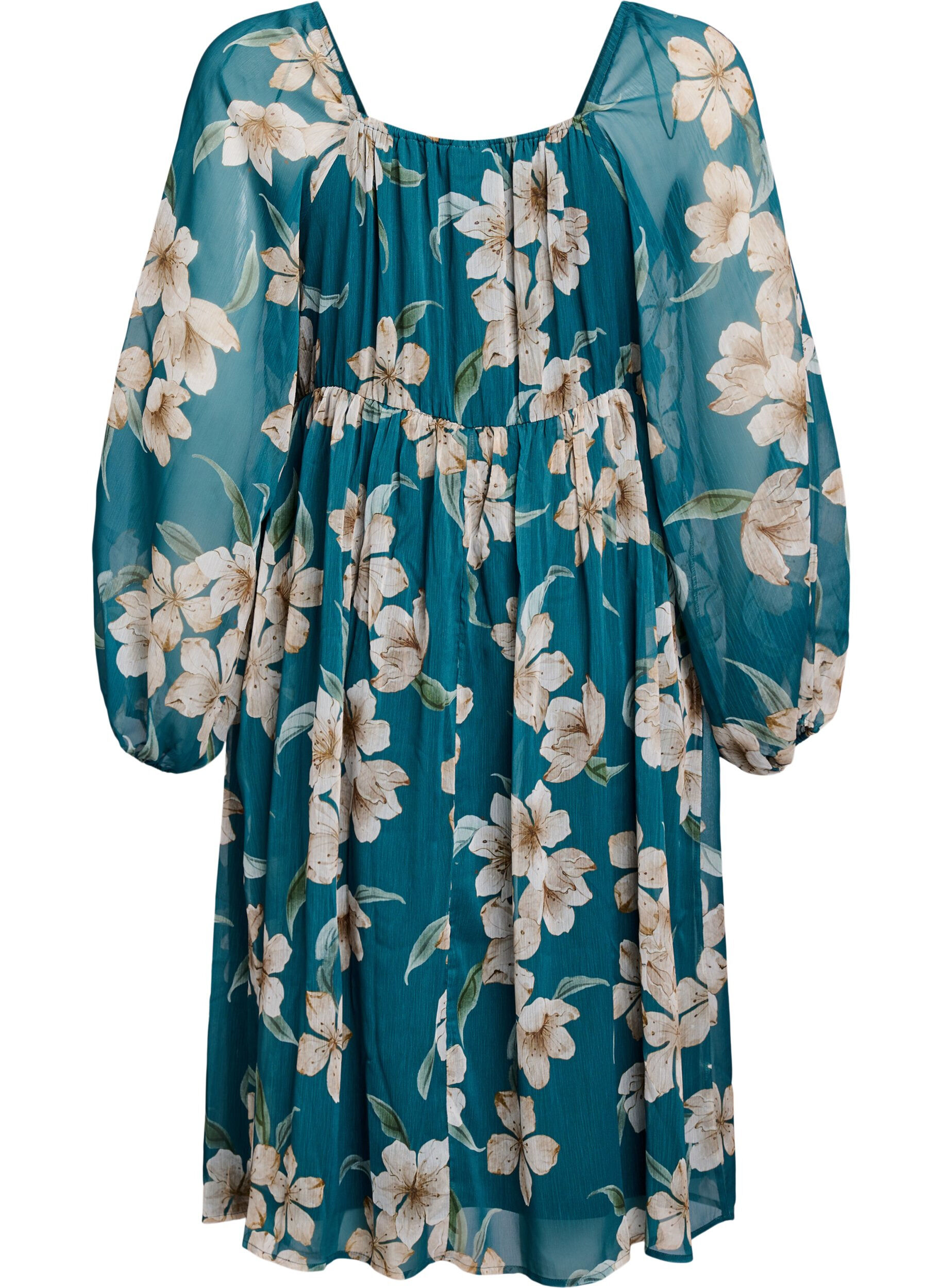 Zizzi Pitk&auml;hihainen sifonkijuhlamekko, Vihre&auml;, Packshot image number 1