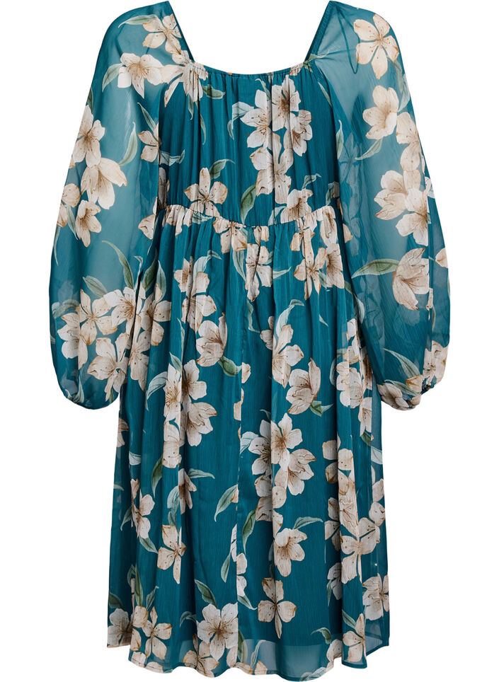 Pitkähihainen sifonkijuhlamekko, Vihreä, Packshot image number 1