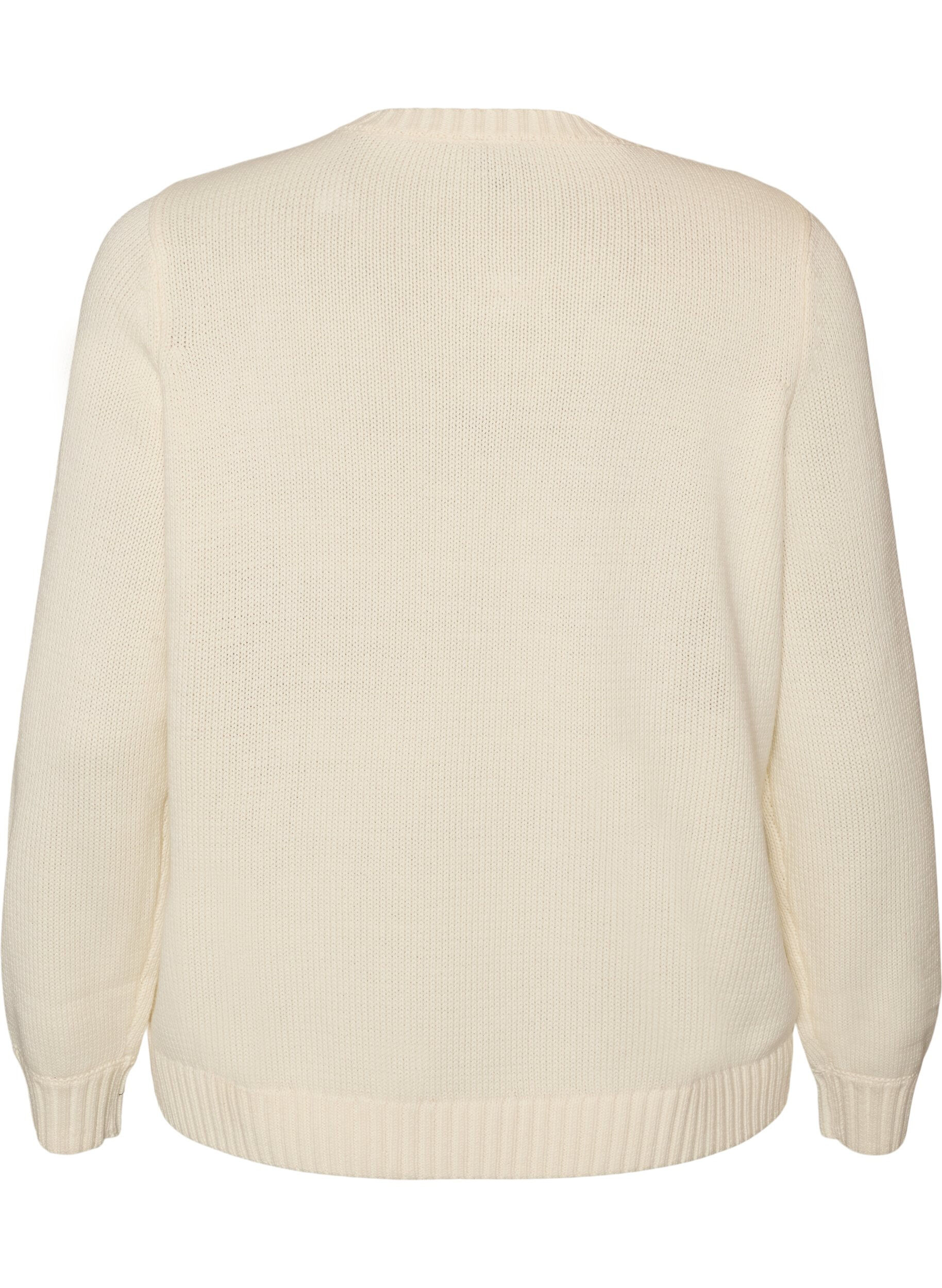 ZizziNeuletakki palmikkoneulekuviolla, Vanilja, Packshot image number 1