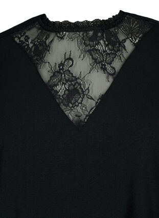 Pitkähihainen pusero, jossa on pitsinen yksityiskohta, Black, Packshot image number 2