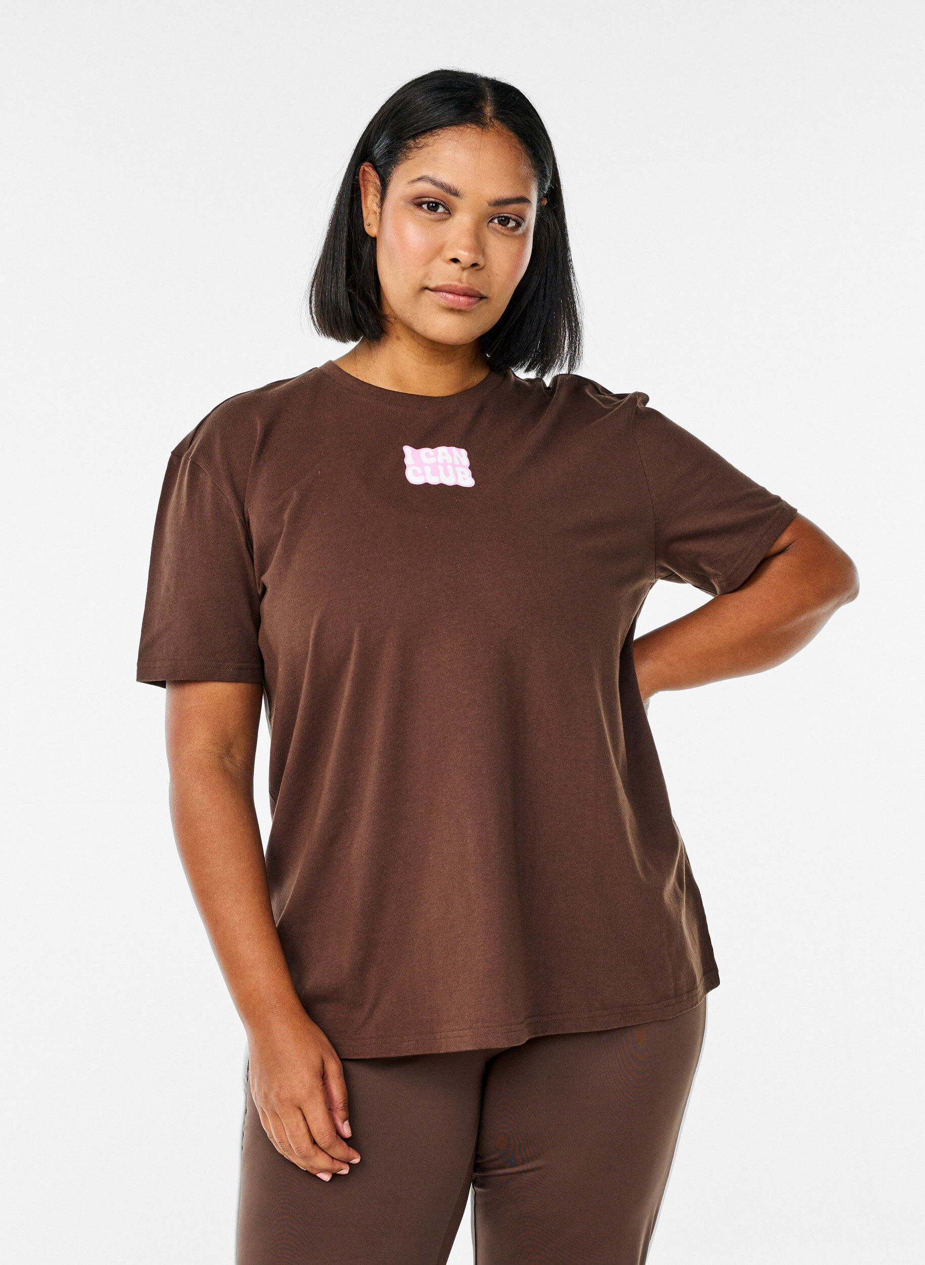 Zizzi Urheilullinen t-paita luomupuuvillasta, Ruskea, Model image number 0