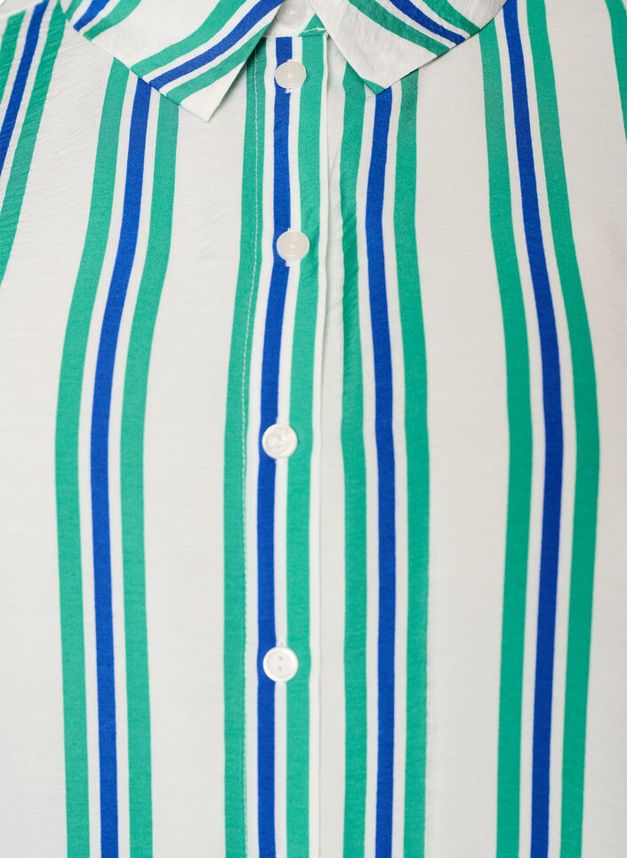 Raidallinen viskoosipaita lyhyill&auml; hihoilla, Vanilja, Packshot image number 2