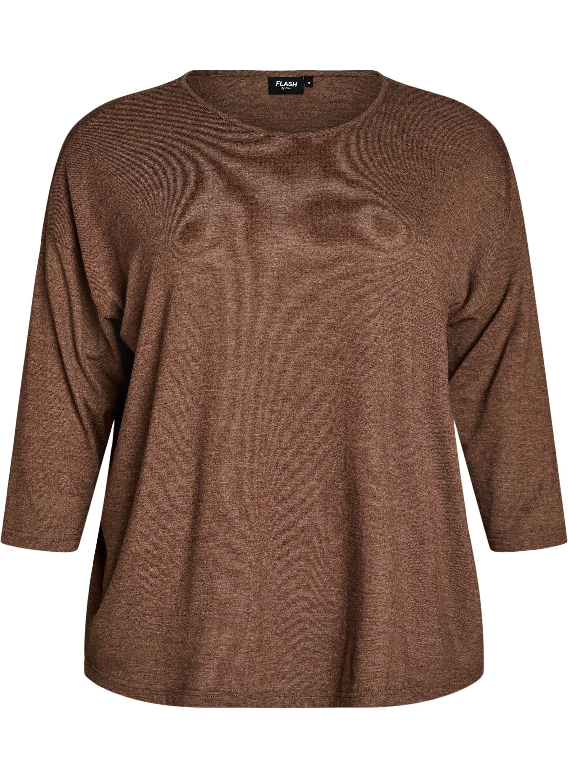 ZizziJerseypusero 3/4-hihoilla, Ruskea, Packshot image number 0
