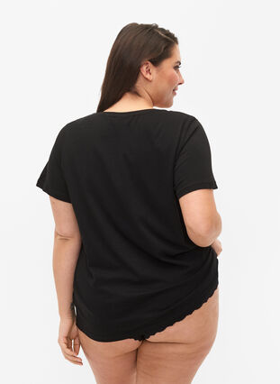 Puuvillainen lyhythihainen t-paita painatuksella, Black w. Be , Model image number 1