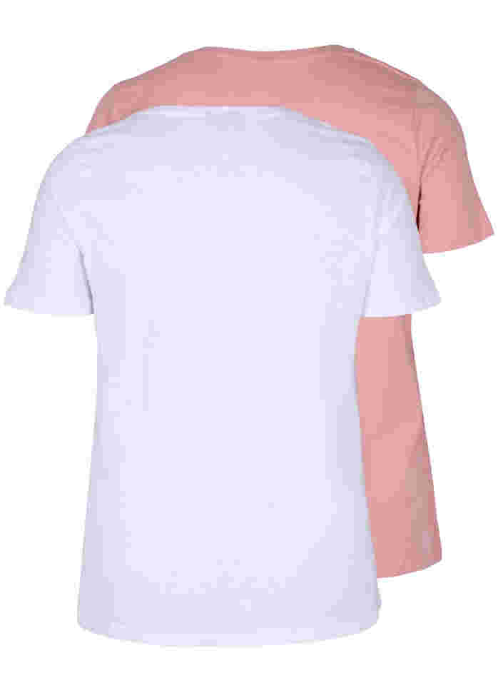 2 lyhythihaista t-paitaa puuvillasta , Bright White/Blush, Packshot image number 1