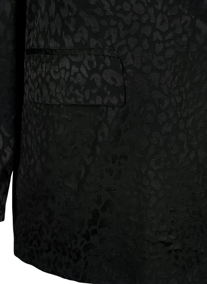 Viskoosinen jacquard-bleiseri sävy sävyyn, Black, Packshot image number 3