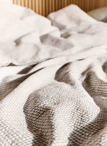 Puuvillainen pussilakanasetti ruuduilla, Grey/White Check, Image image number 1